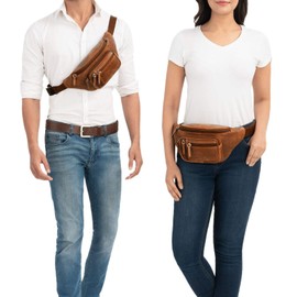 STILORD 'Greg' Vintage Bum Bag Leather Waist Bag Men Women Belt Bag – Ideal for Travel Festival and Outdoor – Modern Belt Bag Genuine Leather Large Strap Adjustable, Andorra - Brown