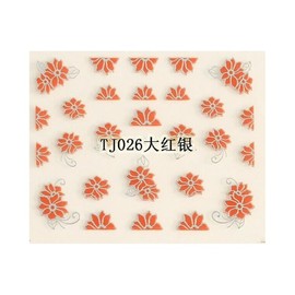 Golden and Silver Edge Artistic Rose Flowers Nail Art Sticker Tj026 Silver Red Nail Wraps Art Stickers Manicure Supplies for Women for Home Nails Full Long Lasting Easy Apply and Remove