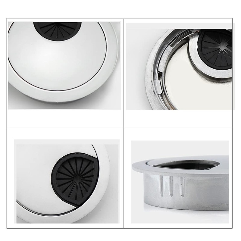 2Pcs 80mm Desk Cable Grommets, Computer Desk Metal Cable Hole,