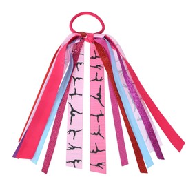 Girls Gymnastics Hair Ties Ponytail Holder Hair Ribbon Streamers Cute Gymnastics Hair Accessories Sport Bow Elastic Hair Band Headband Gift for Gymnast Cheerleader Fan Women