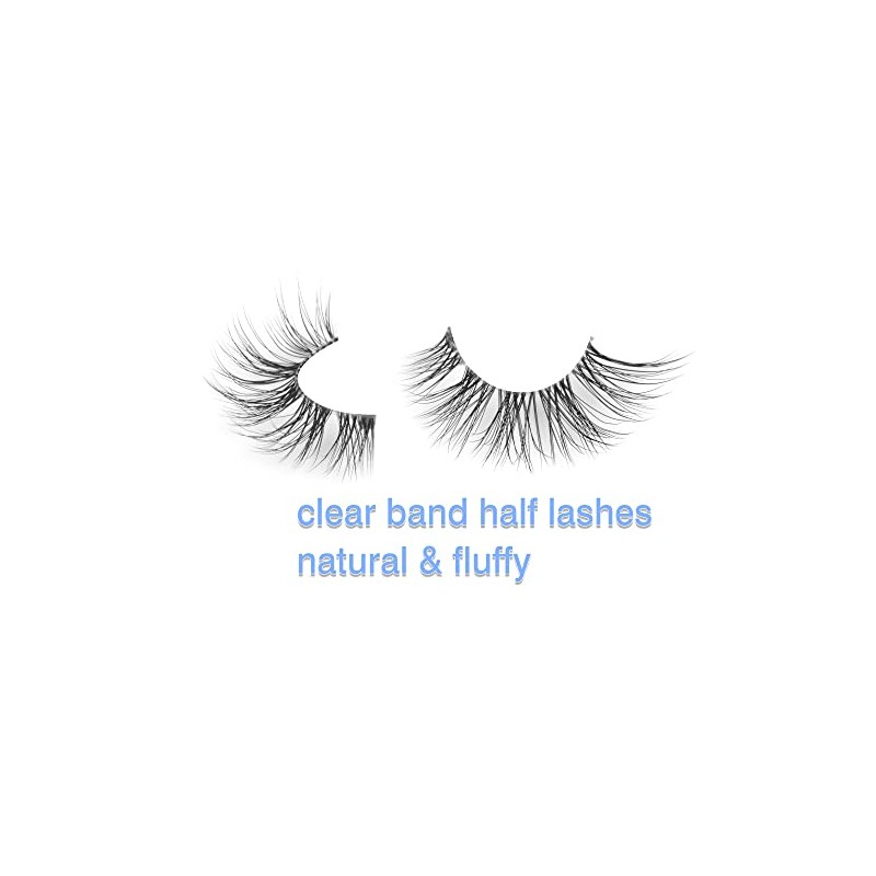 Ruairie False Eyelashes Natural Half Lashes With Clear Band 5