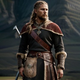 L'VOW Viking Fur Belt Bag Renaissance Belt Pouch Portable Drawstring Purse Badge Side Pack Pouch Nordic Medieval Cosplay Accessory(Brown)