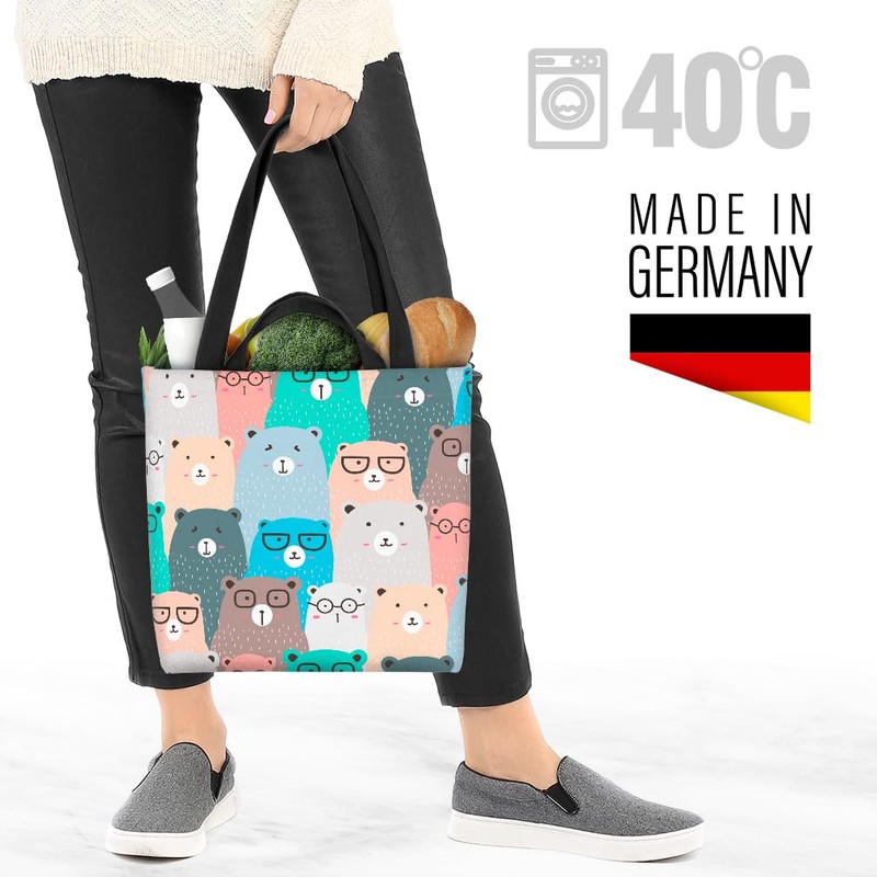 VOID Bären Brillen Bunt Comic Tasche 33x33x14cm,15l Einkaufs-Beutel Shopper Einkaufs-Tasche