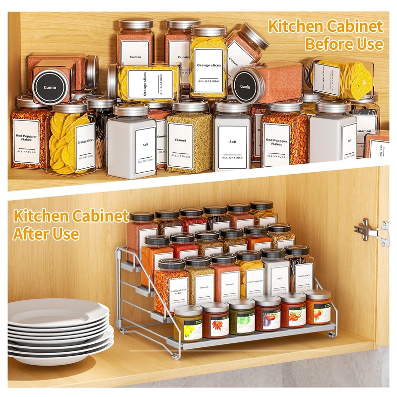 ZDDLOINP 4-Tier Spice Rack for inside cupboard, Kitchen Countertop Spice