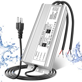 24V 400W LED Power Supply, Waterproof IP67 LED Driver, AC 110V to DC 24 Volt Low Voltage Transformer with 3-Prong Plug 3.3 Feet Cable for Indoor Outdoor LED Light, Computer Project