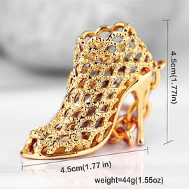 Fashion Lady's High Heels Keychain, Creative Refinement Hollow Shoes Lady Gift (Hollow Shoe Gold)