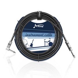AITONE 15 feet Instrument Cable – 1/4(6.35mm) Right-Angle TS Audio Mono Cord for Guitar,Bass,Keyboard,Amplifier & Pedals – Low Noise,Black (A-C12)