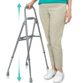 Vive Hemi Walker for Seniors - Narrow for Small & Tight Spaces, Ultra Lightweight, One-Handed Folding Walker, Foldable, Works as Chair Stand Assist Aid Grab Bar for Elderly - Sit to Stand Side Cane