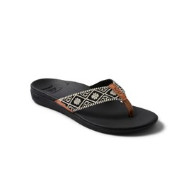 Reef Women's Ortho-Bounce Woven Flip Flops, Black White