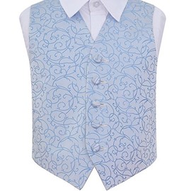 DQT New Swirl Baby Blue Boy's Waistcoat - 7-8 Years: 28"