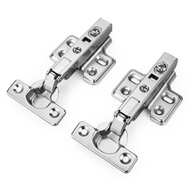 Luokim 26mm Small Cup Soft Close Half Overlay Hinge for Thin Door Clip On Mounting Plate Concealed Cabinet Hinge with Screws Nickel Finish