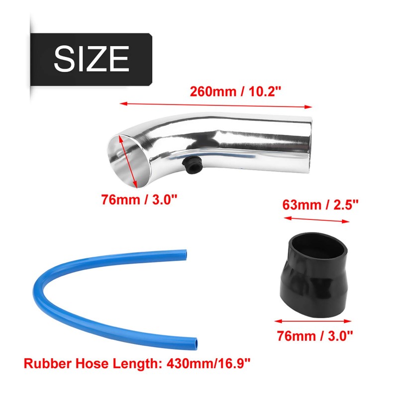 76mm/3inch Universal Car Cold Air Intake Pipe Tube Hose Kit