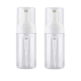 LASSUM 2 Pieces Clear Plastic Foamer Liquid Soap Pump Bottle Travel Foaming Soap Dispenser,100ML