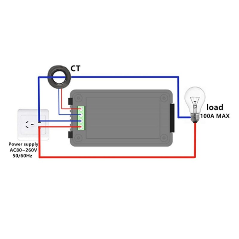 DollaTek AC 80-260V 100A Current Voltage Amperage Power Energy Panel