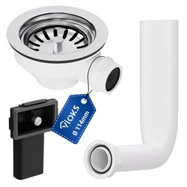 VIOKS Strainer Basket Valve 114 mm with Overflow 25 mm Drain Valve Sink - Eccentric Drain Fitting Sink with Overflow for Sink