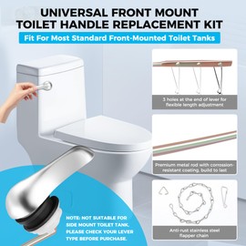 Yupjlia 2 Pack Toilet Handle Replacement Kit, Universal Front Mount Toilet Flush Lever Replacement with Anti-Rust Metal Rod/Stainless Steel Flapper Chain, Tank Bowl Handle Trip Levers