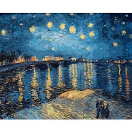 Vincent Van Gogh Masterpiece Series Paint by Numbers for Adults by Tococoo, DIY Adult Paint by Number Kits for Beginners on Canvas Rolled 16"x20" Unframed (Starry Night on The Rhone)