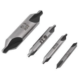Centring Drill Bit Set, 4 Pieces 60 Degree HSS 1/2/2.5/5 mm Center Drill Bit Tool Set Centre Drill Countersink Lathe Bit Milling Cutter Tool Set for Lathe Metalworking