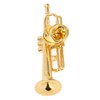 Gold Miniature Trumpet Shaped Lapel Brooch Pin Brass Exquisite Mini
