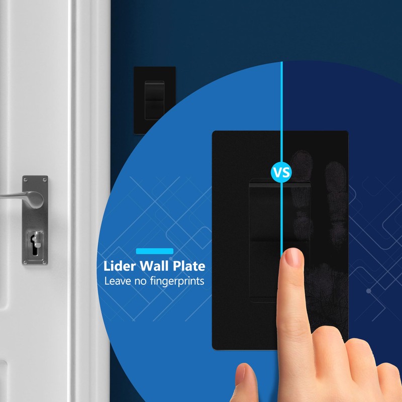 LIDER Black Minimalist Decorator Switch, Frameless Light Switch, On/Off Rocker