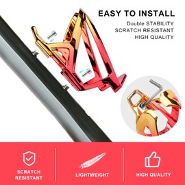 Binudum Bike Water Bottle Holder with Screws Lightweight Cycling Bicycle Water Bottle Holder for Road, Mountain Bike (Dazzle Yellow Red)