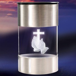 Solar Grave Light Praying Hands Stainless Steel Silver