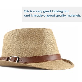 Gossifan Straw Fedora Hat for Men Panama Hat Short Brim Summer Sun Hat-Khaki