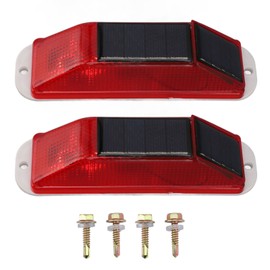 2pcs Solar Strobe Warning Light Waterproof Light Control High Bright LED Cordless Solar Flashing Safety Light for Traffic Barricades Night Driving Red