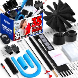 Holikme Dryer Vent Cleaner Kit, Dryer Cleaning Tools, Include Dryer Vent Brush, Omnidirectional Blue Dryer Lint Vacuum Attachment, Dryer Lint Trap Brush, Vacuum & Dryer Adapters