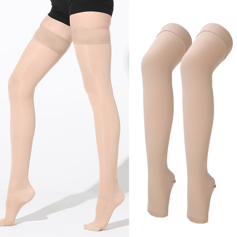 23 to 32mmHg Compression Stockings Open Toe Thigh High Graduated