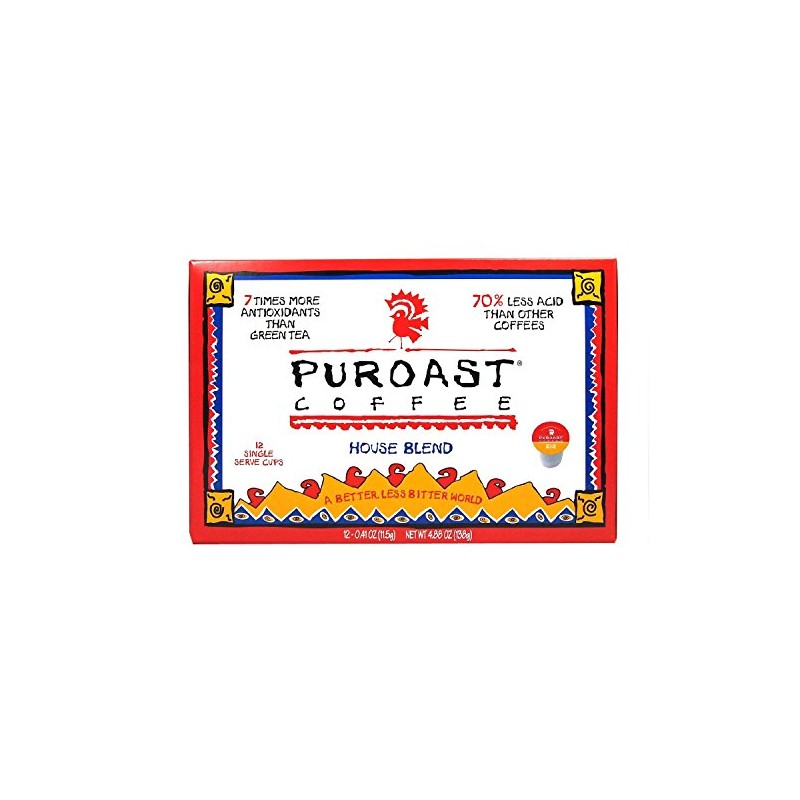 Puroast Low Acid Coffee| House Blend Single Serve Pods |