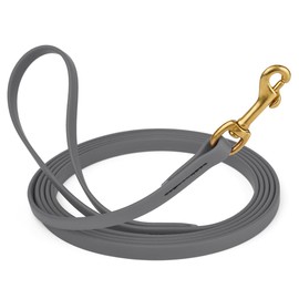 Viper K9 Biothane Working Dog Leash Waterproof Lead for Tracking Training Schutzhund Dog Sport & Search - Odor-Proof Long Line with Solid Brass Snap for Puppy Medium Large 1/2" x 20ft Battleship Gray