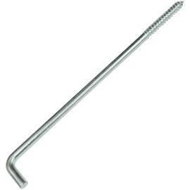 AERZETIX - C58033 - Set of 5 Screw Hooks in Shape L for Screwing Diameter 8 x 200 mm - Square Hook with Self-Tapping Screw - Galvanised Steel - Colour Silver