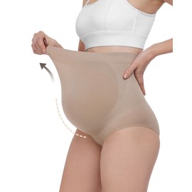 Boguish Women's Maternity Underwear High Waist Pregnancy Soft Seamless Shapewear Panties Over Bump Support 4-Pack