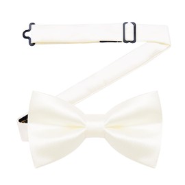 YourTies White Bow Ties for Men Pretied Bowties Beige Solid Color Satin Bow Tie Formal Business Tuxedo Adjustable Bowtie for Wedding Party Champagne