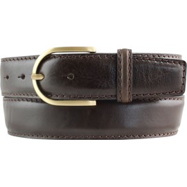 BELTINGER Women's Belt Made of Full Cowhide Leather with Stitching 4 cm Jeans Belt for Women 40 mm Cambered Leather Belt with Golden Belt Buckle, Brown, Gold