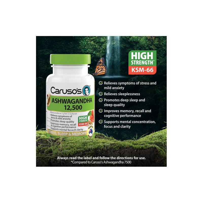 Caruso's Natural Health Ashwaganda 12,500 50 Tablets