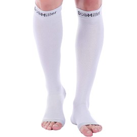Doc Miller Open Toe Compression Socks 1 Pair 20-30mmHg Support Circulation Recovery Shin Splints Varicose Veins