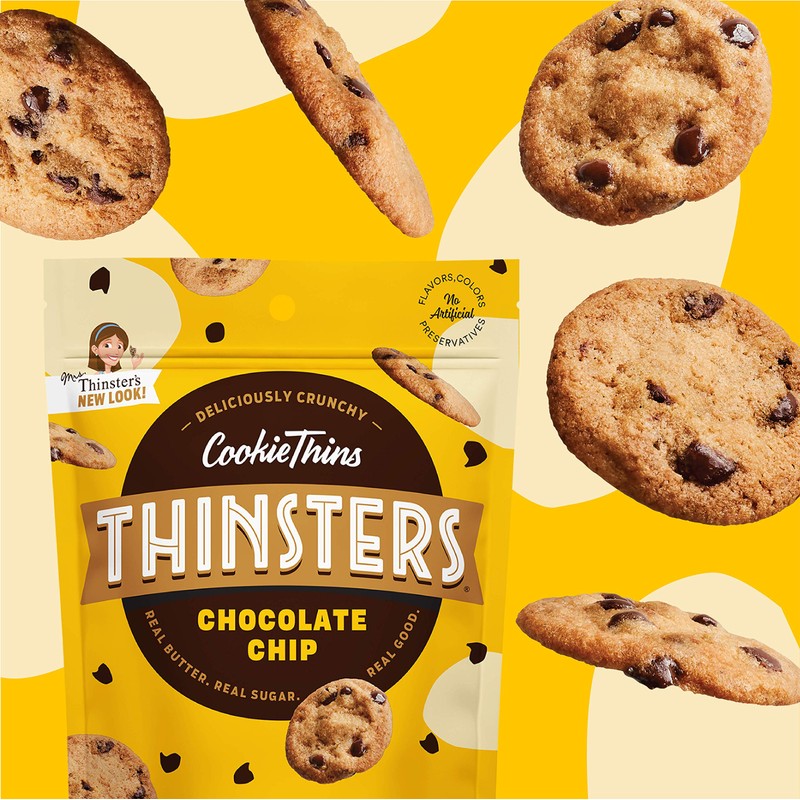 Thinsters Cookie Thins Chocolate Chip, Non GMO, Peanut Free, 4