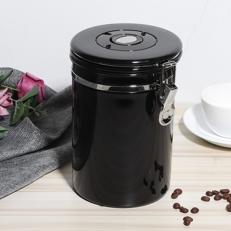 Stainless Steel Sealed Canister Coffee Bean Flour Sugar Container Holder