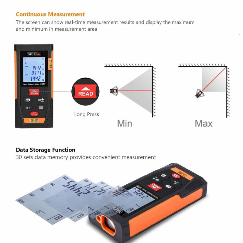 Tacklife HD40 Classic Laser Measure 131Ft M/In/Ft Mute Laser Distance