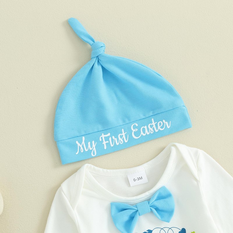 Frietlebird Infant Baby Boy Easter Outfit Bunny Letter Long Sleeve