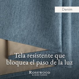 Rosewood - Cortinas Blackout para Recamara y Sala - Cortina 100 Blackout Look Lino - Aislamiento Térmico y Reducción Ruido - 2 Paneles - Cortinas...  