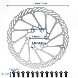 Bicycle Brake Disc 160/180/203 mm Pack of 2 Stainless Steel Bicycle Brake Discs with 12 Screws for Most Bicycles Road Bike Mountain Bike BMX MTB (180 mm)