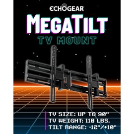 ECHOGEAR Extendable Tilting TV Wall Mount for 32 to 90" Screens up to 110lbs - Reduce Glare w/ 5.2" Extension for 12 deg Tilt - Universal TV Mount w/ 3-Step Install & Included Hardware – UL Listed