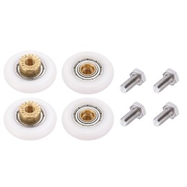 uxcell 4 Pcs Shower Door Rollers, 27mm Dia Bathroom Glass Door Rollers Runners with Screw, Sliding Door Pulleys Wheels Replacement for Kitchen Pan Glass Sliding Door, White