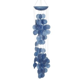 Deco 79 33119 Contemporary Capiz Windchime, 5"W x 27"H, Blue