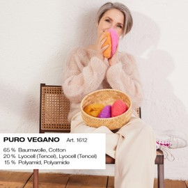 LANA GROSSA Puro Vegano Warp Yarn Construction without Animal Fibres Hand Knitting Yarn Made of 65% Cotton, 20% Lyocell (Tencel) and 15% Polyamide 50 g Wool for Knitting & Crocheting 90 m Yarn FB 8