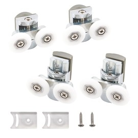 4pcs Shower Door Twin Rollers - 2 Top & 2 Bottom 23mm Runner Wheel fit for Curved and Straight Glass Doors 4-8mm