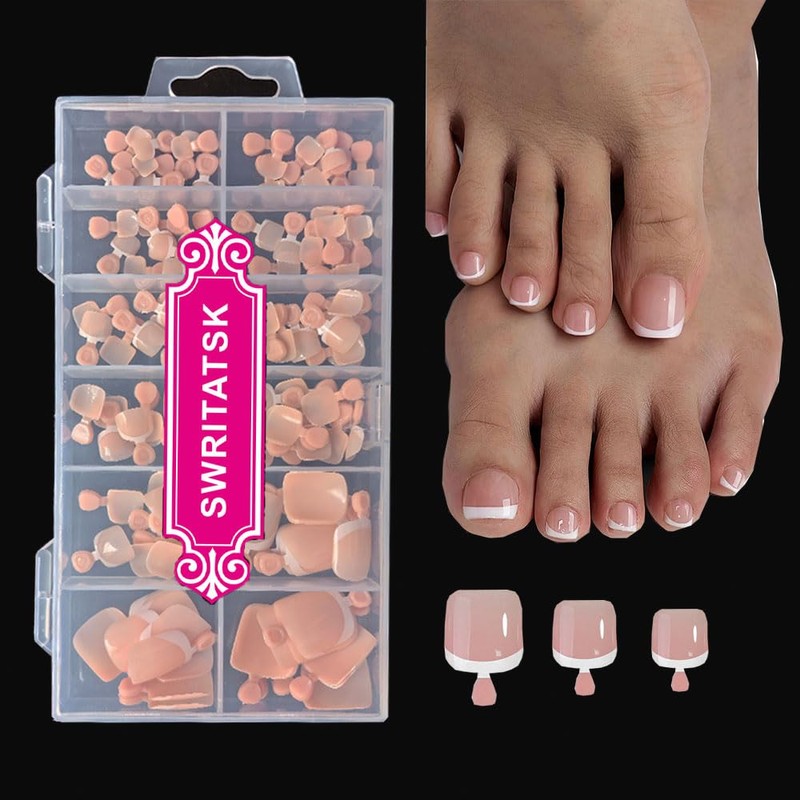 Puntas para uñas de los pies cortas y cuadradas, 12